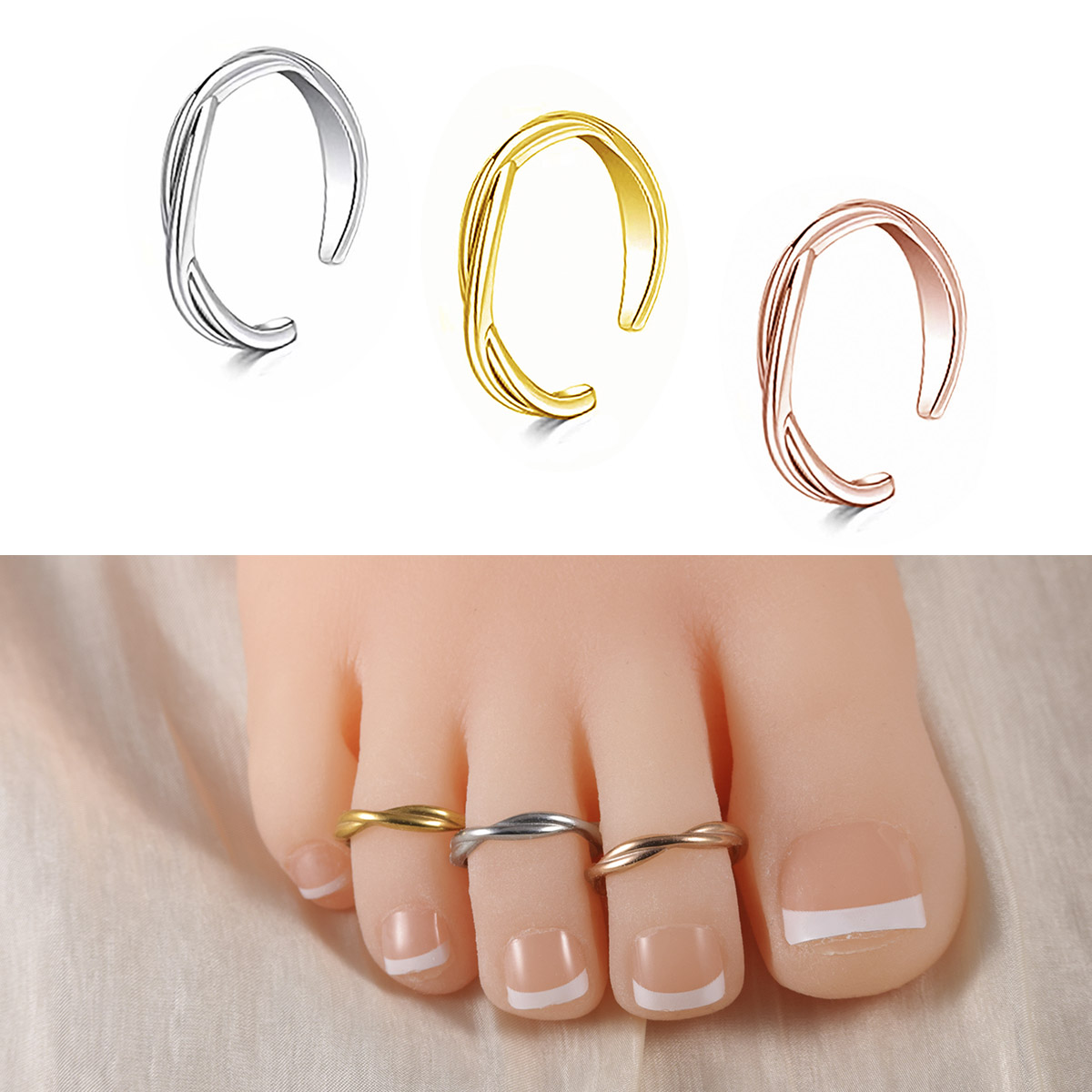 Body Jewelry Rings - Anel de pé de aço inoxidável