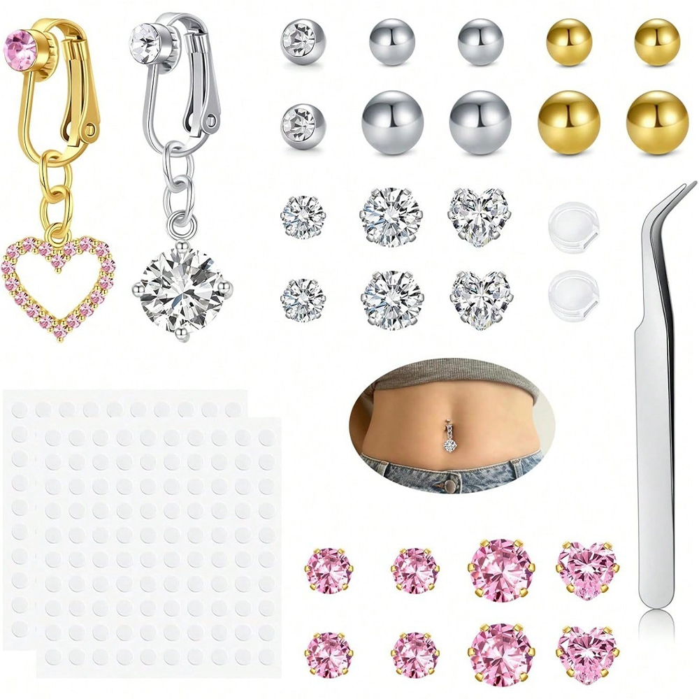 Body Jewelry Rings - Piercing Falso Dourado para Umbigo com