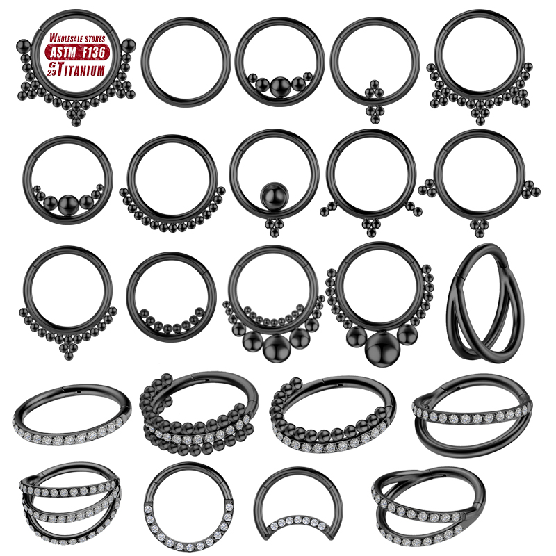 Body Jewelry Implant Grade - F136 piercing de titânio preto, anel