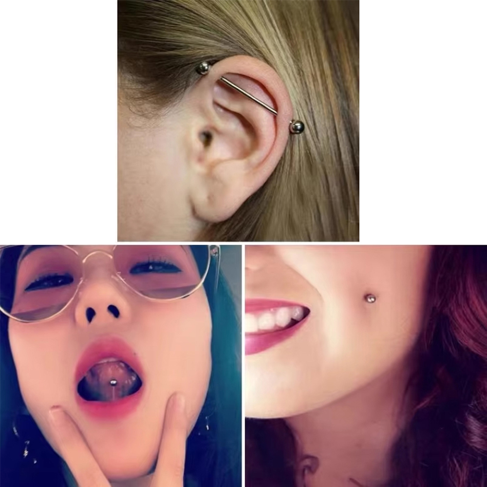 2 peças/lote Barbell Reto de T - Body Jewelry Implant Grade avaliação e preço